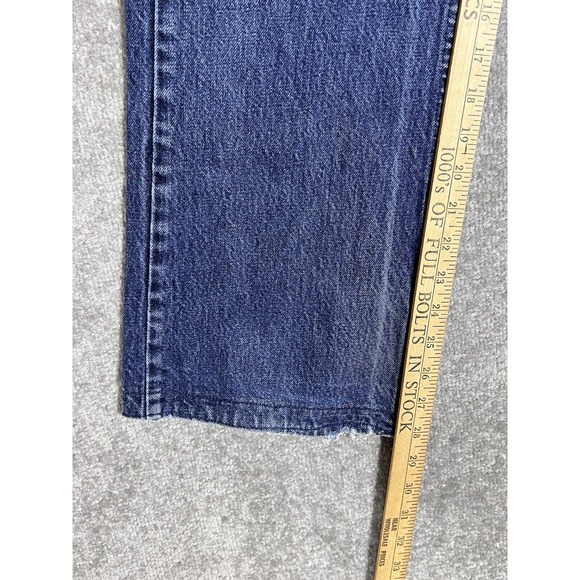 Vintage Silver Button Fly Distressed Bootcut Jeans Mens Size 32x28 Blue Denim - Picture 15 of 16